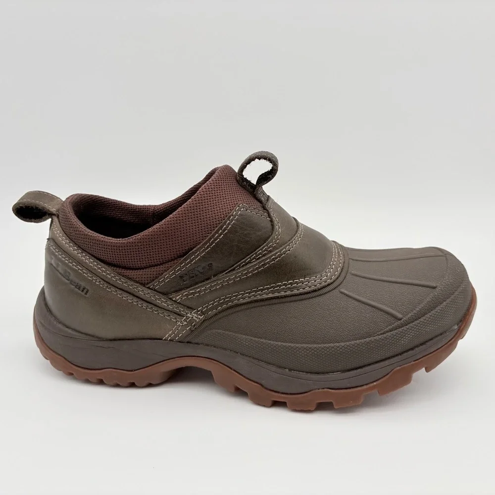LL Bean Storm Chaser 5 Slip On Boots Mens Size 9.5M Dark Ash Waterproof Leather